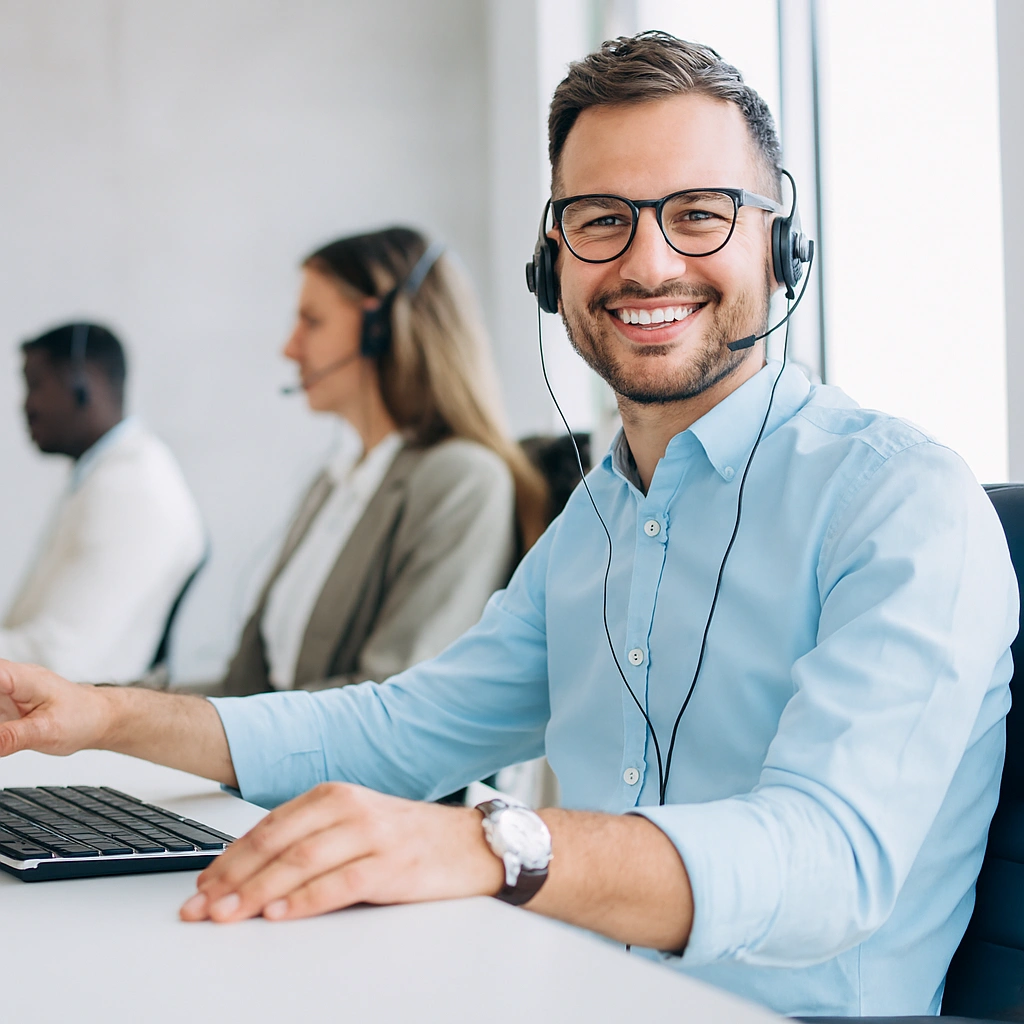 XervAi- a professional is attentively assisting a client, symbolizing premium, top-tier customer service.